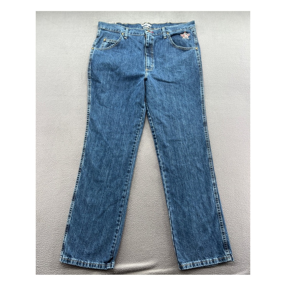 Wrangler PBR Professional Bull Riders Jeans Mens 38x32 Medium Wash Slim Fit NWT